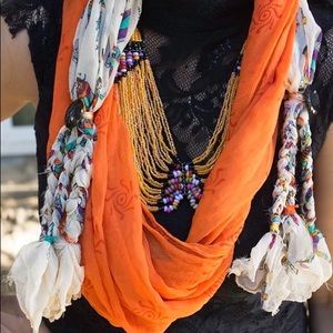 Handmade scarves with up cycled jwellery